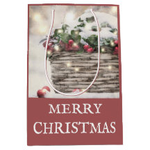 Rustic Merry kerst Holly Berry Basket