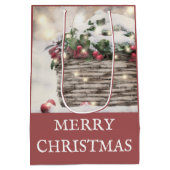 Rustic Merry kerst Holly Berry Basket Medium Cadeauzakje (Achterkant)