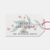 Rustic Merry kerst Holly Berry Waterverf red Cadeaulabel (Voorkant (Horizontaal))