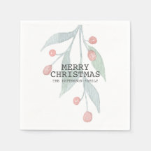 Rustic Merry kerst Holly Berry Waterverf red