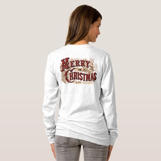 Rustic Merry kerst Longsleeve T-Shirt (Achterkant volledig)