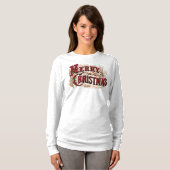 Rustic Merry kerst Longsleeve T-Shirt (Voorkant volledig)