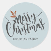 Rustic Merry kerst op maat Ronde Sticker (Voorkant)