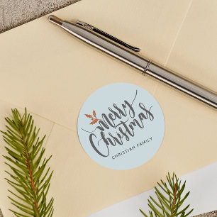 Rustic Merry kerst op maat Ronde Sticker