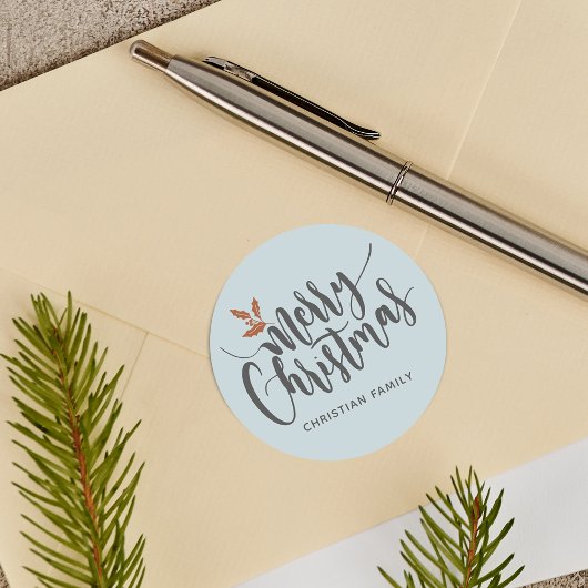 Rustic Merry kerst op maat Ronde Sticker