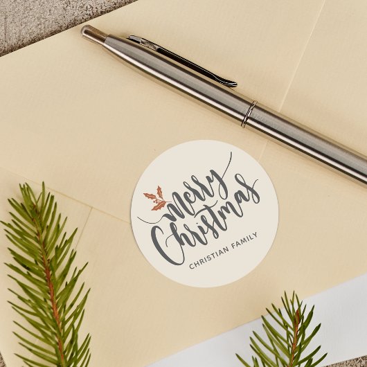 Rustic Merry kerst op maat Ronde Sticker