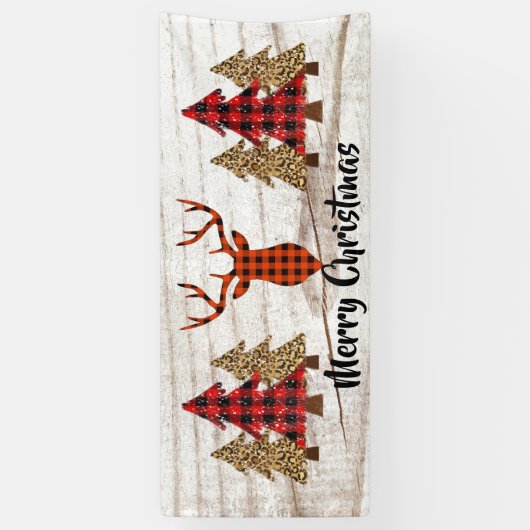 Rustic Merry-kerstbanner Spandoek (Verticaal)