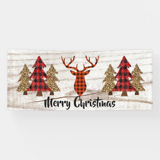 Rustic Merry-kerstbanner Spandoek (Horizontaal)