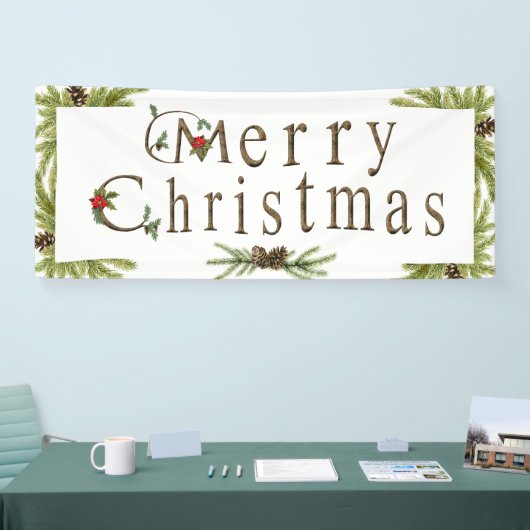 Rustic Merry-kerstbanner Spandoek (Beurs)