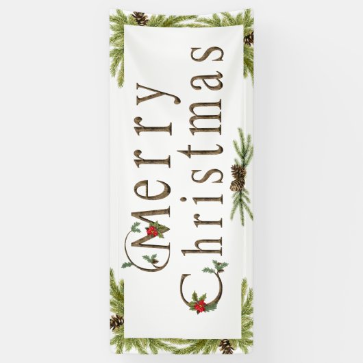Rustic Merry-kerstbanner Spandoek (Verticaal)