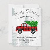 Rustic Merry kerstboom  Red Truck Boerderij Feestdagenkaart (Voorkant)