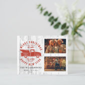 Rustic Merry kerstboom Red Truck Foto Feestdagenkaart (Staand voorkant)
