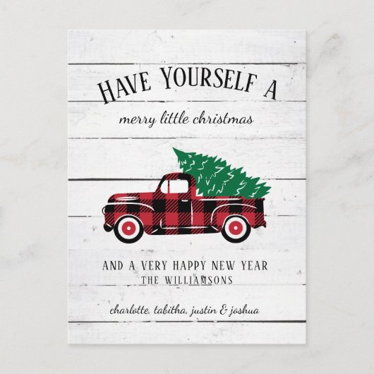 Rustic Merry kerstboom  Red Truck Kaart (Voorkant)