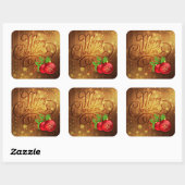 Rustic Merry-kerstboomplank Vierkante Sticker (Vel)