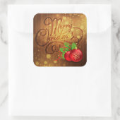 Rustic Merry-kerstboomplank Vierkante Sticker (Tas)