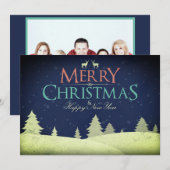 Rustic Merry Kerstfamilie Foto Holiday Feestdagenkaart (Voorkant / Achterkant)