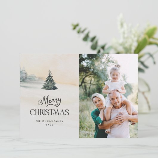 Rustic Merry-kerstfoto Feestdagenkaart (Staand voorkant)