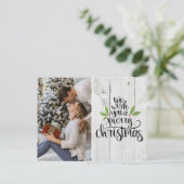Rustic Merry kerstfoto Foto Feestdagenkaart (Staand voorkant)
