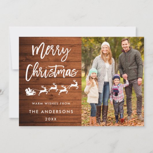 Rustic Merry-kerstfotokaart Kaart (Voorkant)