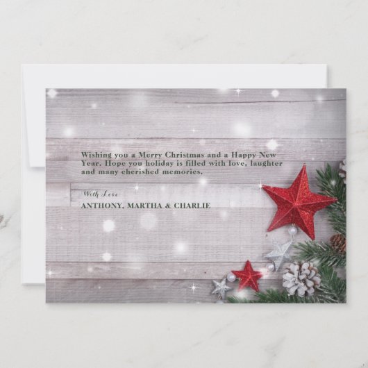 Rustic Merry-kerstfotokaart Kaart (Achterkant)