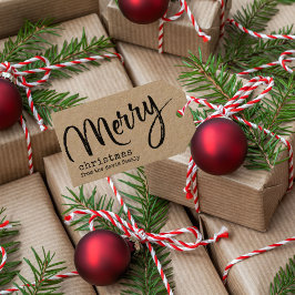 Rustic Merry Kerstmis Cadeaulabel