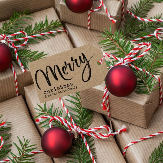 Rustic Merry Kerstmis Cadeaulabel