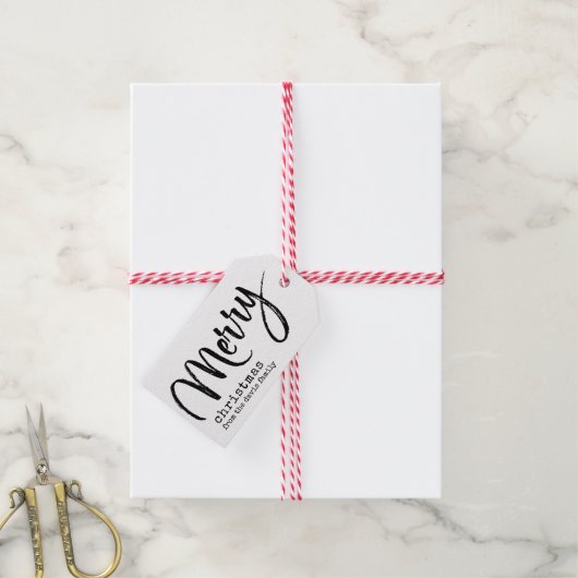 Rustic Merry Kerstmis Cadeaulabel (Met Touw)