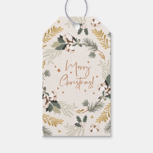 Rustic Merry Kerstmis Cadeaulabel (Voorkant)