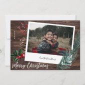 Rustic Merry Kerstmis - Hout & Instant Photo Invi Kaart (Voorkant)