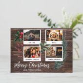 Rustic Merry Kerstmis - Instant 4 Multi Photo Kaart (Staand voorkant)