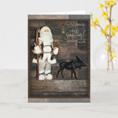 Rustic Merry Kerstmis Kaart (Gele Bloem)