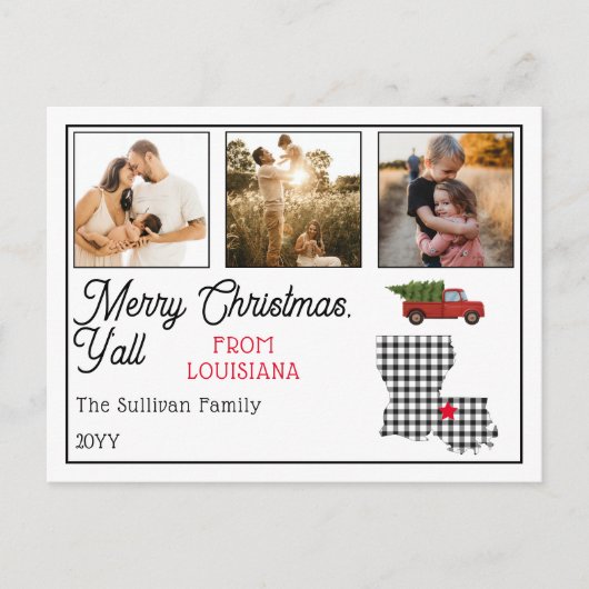 Rustic Merry Kerstmis Louisiana Foto Holiday Feestdagenkaart (Voorkant)