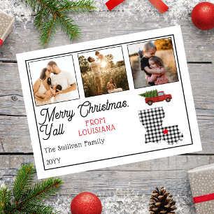 Rustic Merry Kerstmis Louisiana Foto Holiday Feestdagenkaart