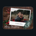 Rustic Merry Kerstmis - Onmiddellijke foto Magneet<br><div class="desc">Stuur een kerstfeest dat het hele jaar door op een koelkast of een magnetisch oppervlak kan worden voortgezet met je prettige kerstfeestelijke fotomagneet.</div>