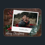 Rustic Merry Kerstmis - Onmiddellijke foto Magneet<br><div class="desc">Stuur een kerstfeest dat het hele jaar door op een koelkast of een magnetisch oppervlak kan worden voortgezet met je prettige kerstfeestelijke fotomagneet.</div>