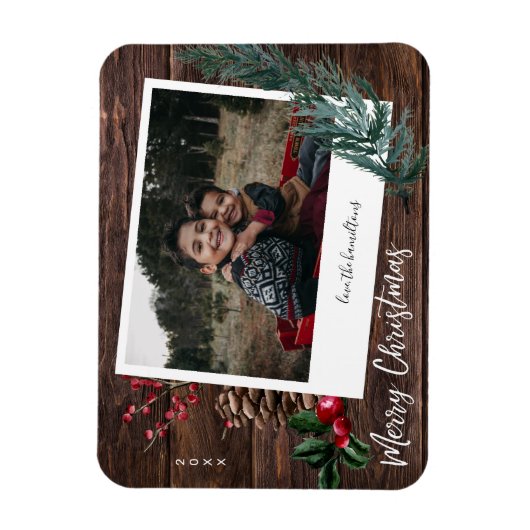 Rustic Merry Kerstmis - Onmiddellijke foto Magneet (Verticaal)