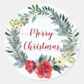 Rustic Merry Kerstmis Ronde Sticker (Voorkant)