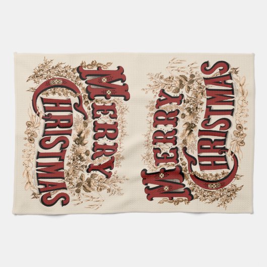 Rustic Merry Kerstmis Theedoek (Horizontaal)