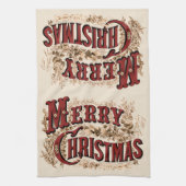 Rustic Merry Kerstmis Theedoek (Verticaal)
