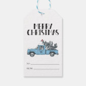 Rustic Merry Kerstmis  Truck Monogramed Cadeaulabel (Achterkant)