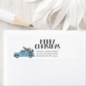 Rustic Merry Kerstmis  Truck Monogramed Etiket (Insitu)