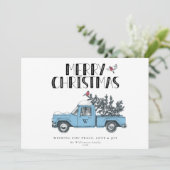 Rustic Merry Kerstmis  Truck Name Holiday Feestdagenkaart (Staand voorkant)