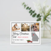 Rustic Merry Kerstmis uit Georgia Fotovakantie Feestdagenkaart (Staand voorkant)