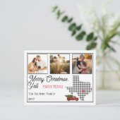 Rustic Merry Kerstmis uit Texas 3 Foto Feestdagenkaart (Staand voorkant)