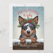 Rustic Merry Wenst Australische herdershond besnee Feestdagenkaart (Voorkant)