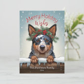 Rustic Merry Wenst Australische herdershond besnee Feestdagenkaart (Staand voorkant)
