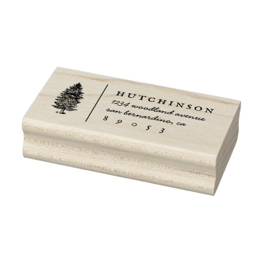 Rustic met de hand getekende Pine Tree Family Retu Rubberstempel (Stempel)