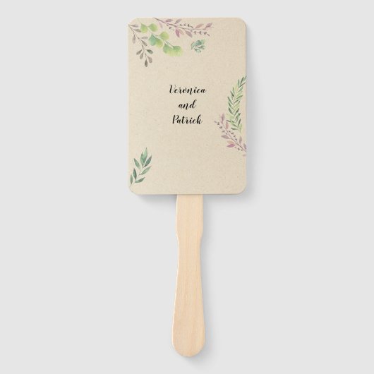 Rustic met Greenery Wedding Handwaaier (Voorkant)