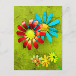 Rustic Metal Garden Flowers Briefkaart