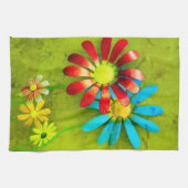 Rustic Metal Garden Flowers Kitchen Towels Theedoek (Horizontaal)